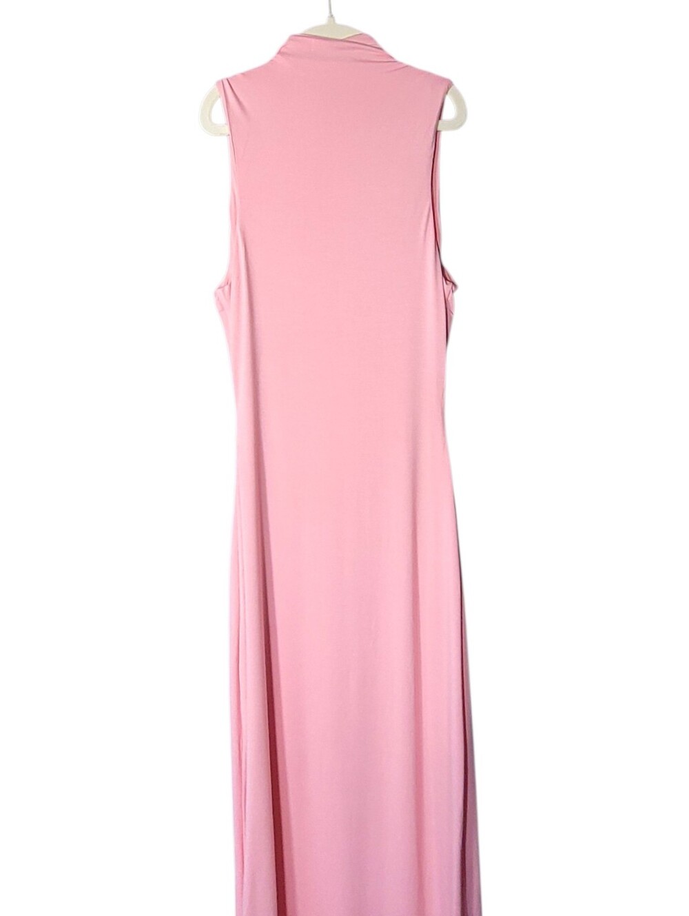 Naked Wardrobe Bodycon Maxi Sculpt Mock Neck Dress Pastel Pink Soft Girl Party - Picture 7 of 12